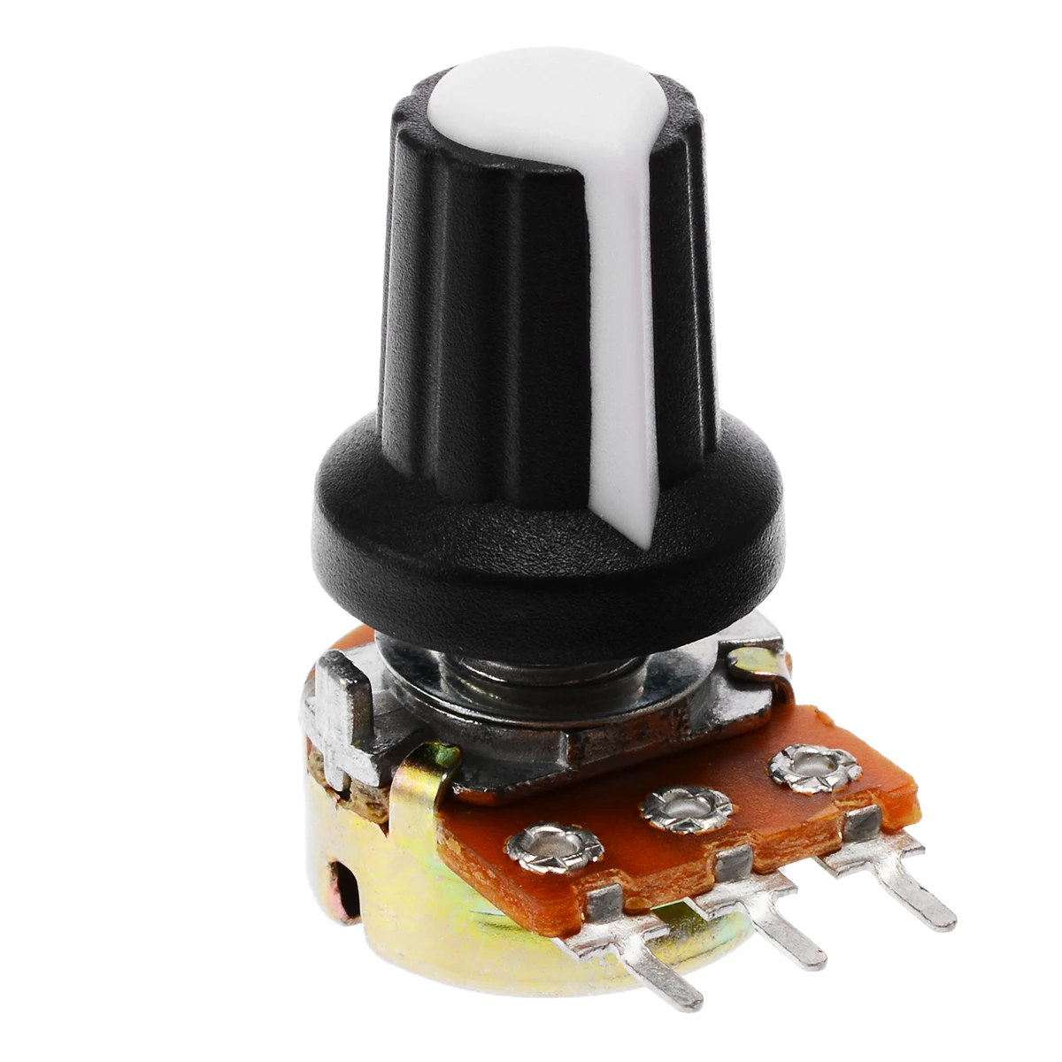 

5 Piece 10K Linear Resistor Potentiometer 3 Pin OHM 15mm Shaft With White Knobs Caps Mono Stereo Pot Rotary Potentiometer