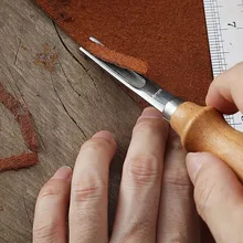 Pratik deri el sanatları kenar Beveler Skiving Beveling bıçak DIY kesme el sanatları aracı ahşap saplı A4mm A6mm A8mm