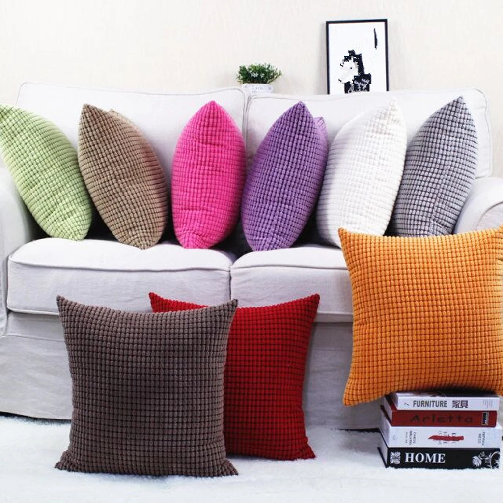 1pcs Corduroy Soft Solid Decorative Square Throw Pillow Covers Set Cushion Case for Sofa Bedroom Car 24x24 inch 60x60 cm