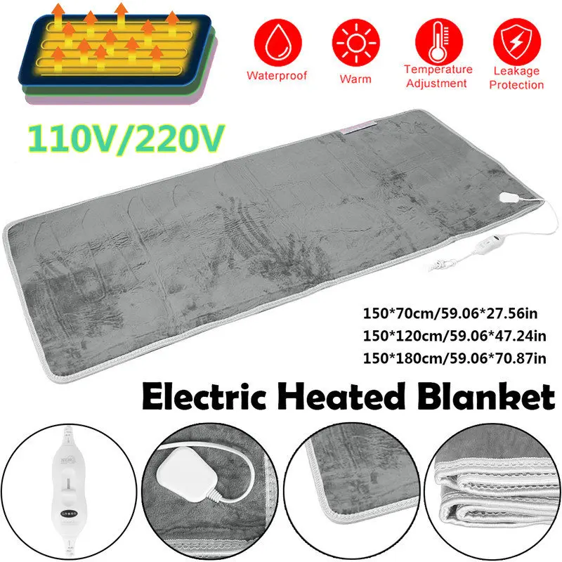 220v/110v Bed Electric Heating Blanket Heated Mat Winter Soft Bed