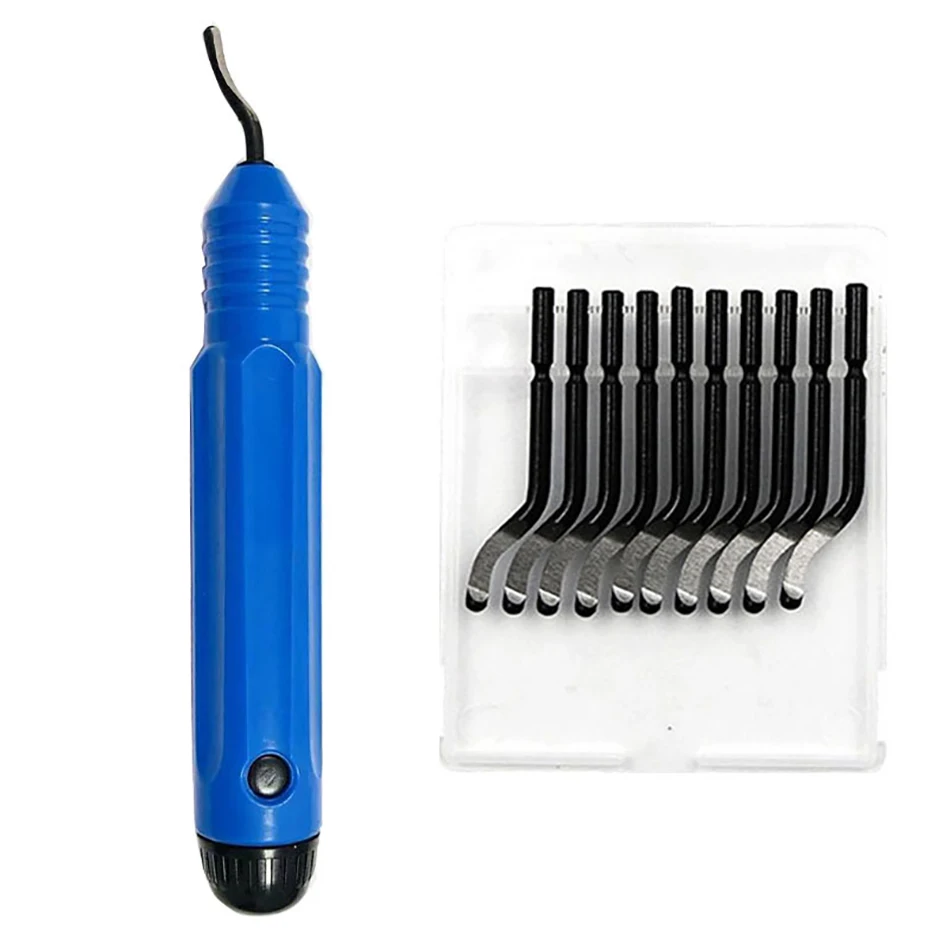 

11pcs Handle Burr Metal Repair Deburring Tool Kit Fixed Plastic Pocket Knife Router Rotary Deburr Blades Trimming Neaten Deburr