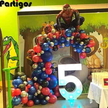 

NEW 103*108cm 3D Spiderman Balloon Garland Arch Kit Pearl Luminous blue Latex balloons Birthday Party Decoration Boy Toy Balloon