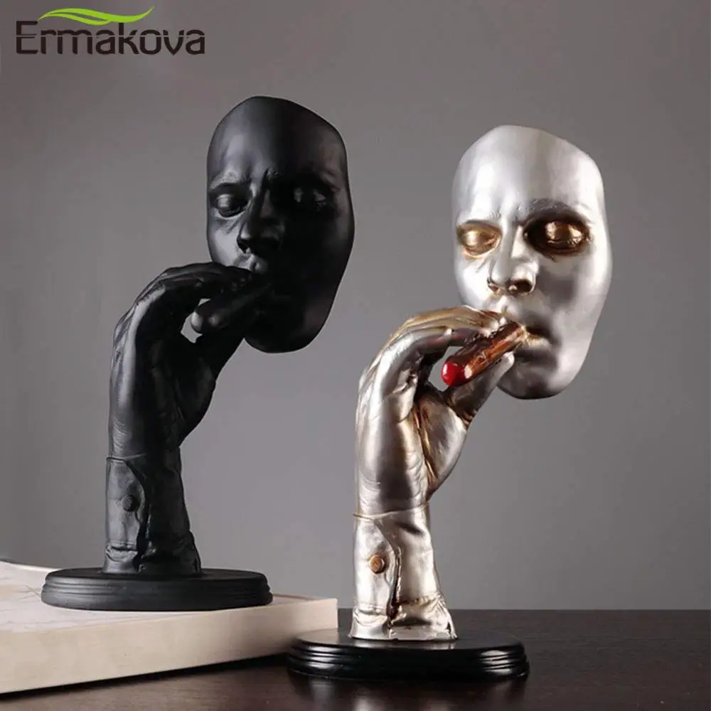 Ермакова Ретро Статуэтка курильщика медиатор абстрактная скульптура креативный человек курить сигару статуя смолы украшения дома офиса подарок
