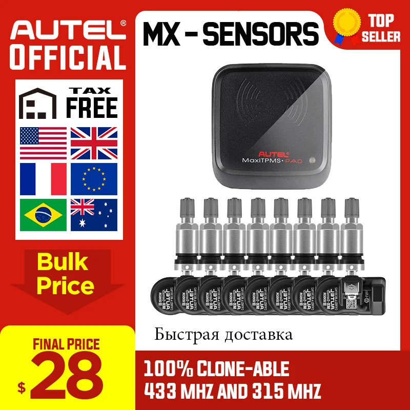 AUTEL датчик Mx 433 315 TPMS Mx-Сенсор сканирования инструменты для ремонта шин Автомобильный аксессуары датчик давления в шинах MaxiTPMS Pad программист