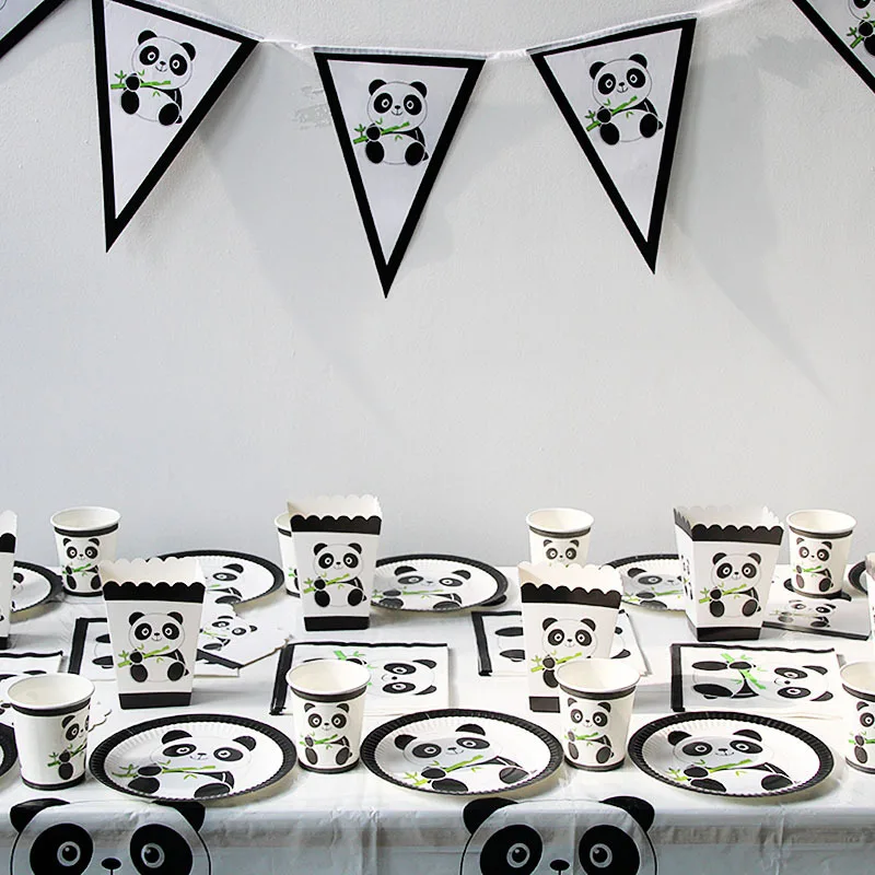 

Cartoon Panda Theme Birthday Party Decorations Kids Disposable Tableware Set Napkins Cup Plate Tablecloth Banners Party Supplies