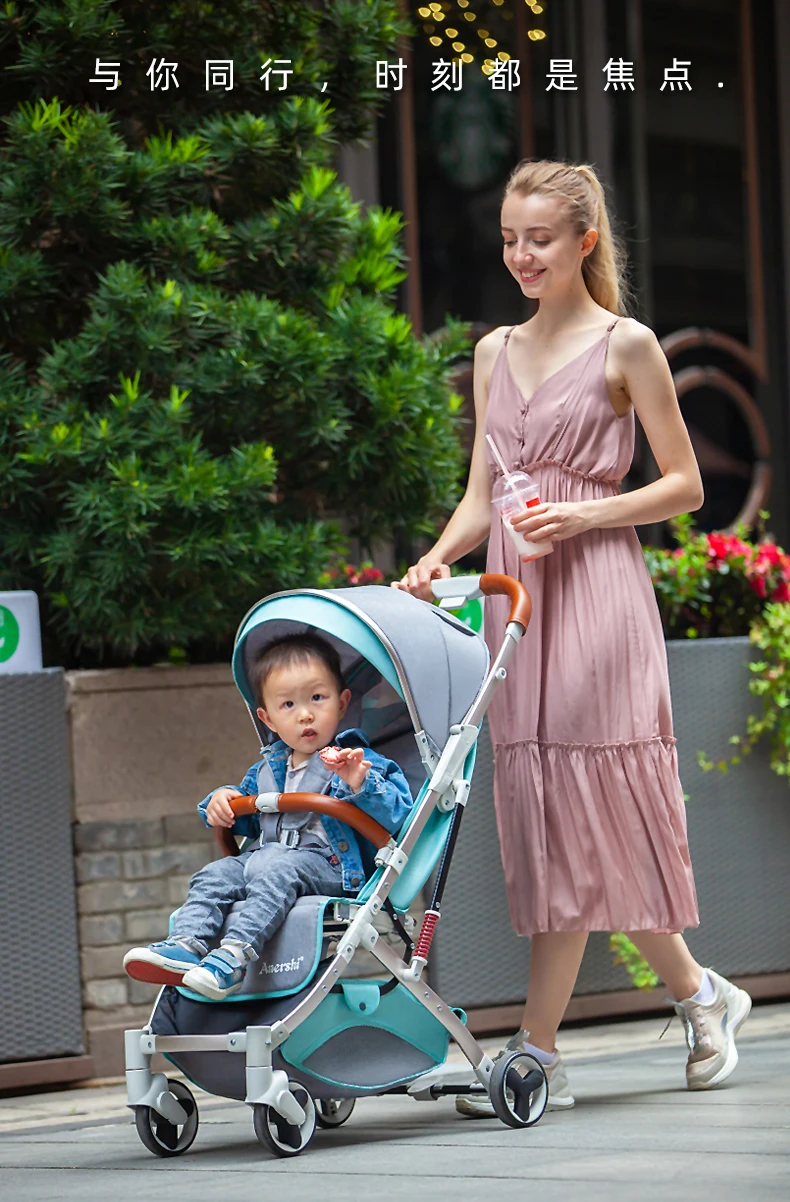 Ультралегкая детская коляска с высоким пейзажем, четырехколесная тележка, легкая переносная коляска для путешествий, популярная розовая коляска для мамы