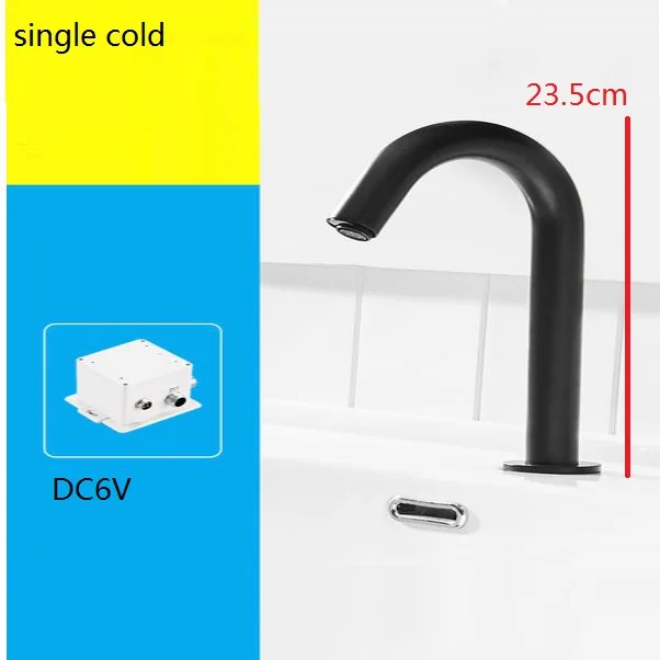 23 DC6V COLD MTTUZK, монтируемый на бортике, латунный матовый черный автоматический сенсорный кран, кран для ванной комнаты, Бесконтактный инфракрасный кран, краны для горячей и холодной воды - Цвет: 23 DC6V COLD
