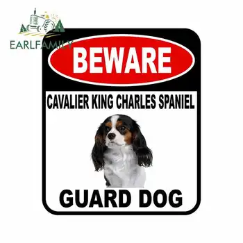 

EARLFAMILY 13cm x 11cm BEWARE CAVALIER KING CHARLES SPANIEL GUARD DOG Car Sticker Cover Scratches Composite Sign Pet Dog Decal