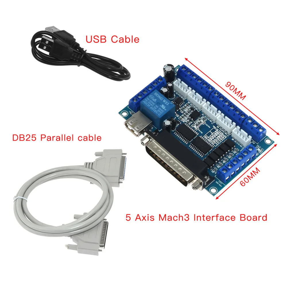 5 Axis CNC Breakout Board mit USB Cable for Stepper Motor Driver MACH3 hh 