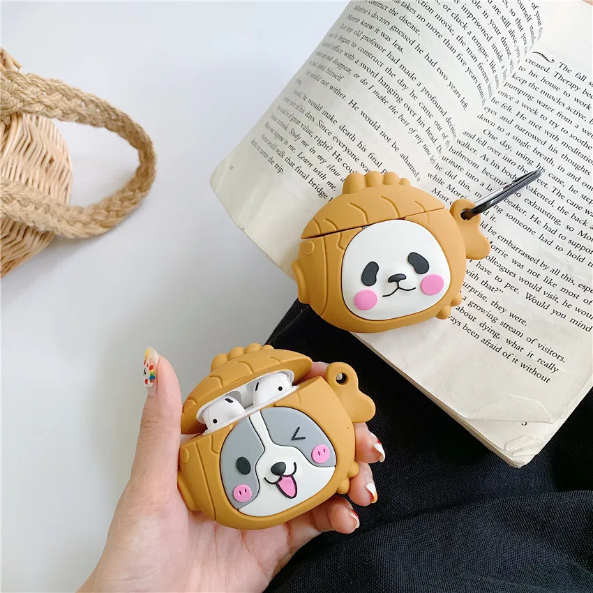 

funny 3D Japanese snack Taiyaki fish Silicone soft headset case For Apple new Airpods 1/2 Cover Wireless Bluetooth Earphone case
