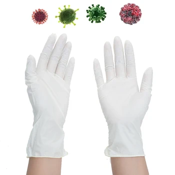 

100Pcs Nitrile Disposable Gloves Powder Free Rubber Latex Free Medical Exam Gloves Sterile Comfortable White Rubber House Gloves
