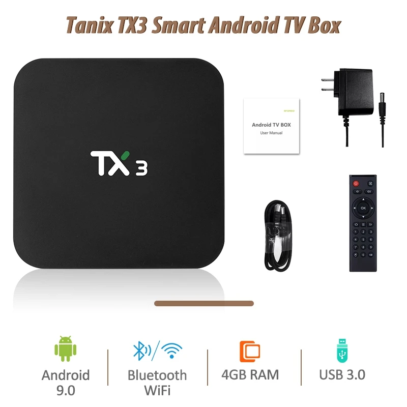 TX3 Mini Android TV Box HD S905W Quad Core 2G/16G Black w/ Remote Control AH393 