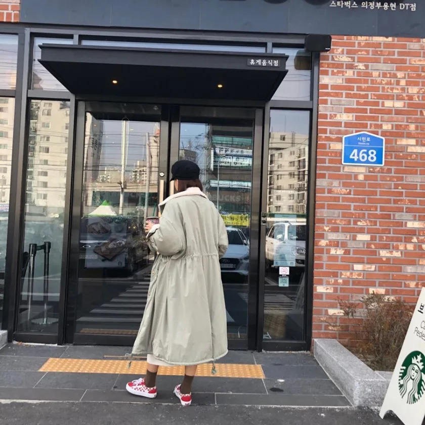 Осень и зима Южная Корея Dongdaemun женское платье длинное плотное хлопковое Стеганое пальто для женщин