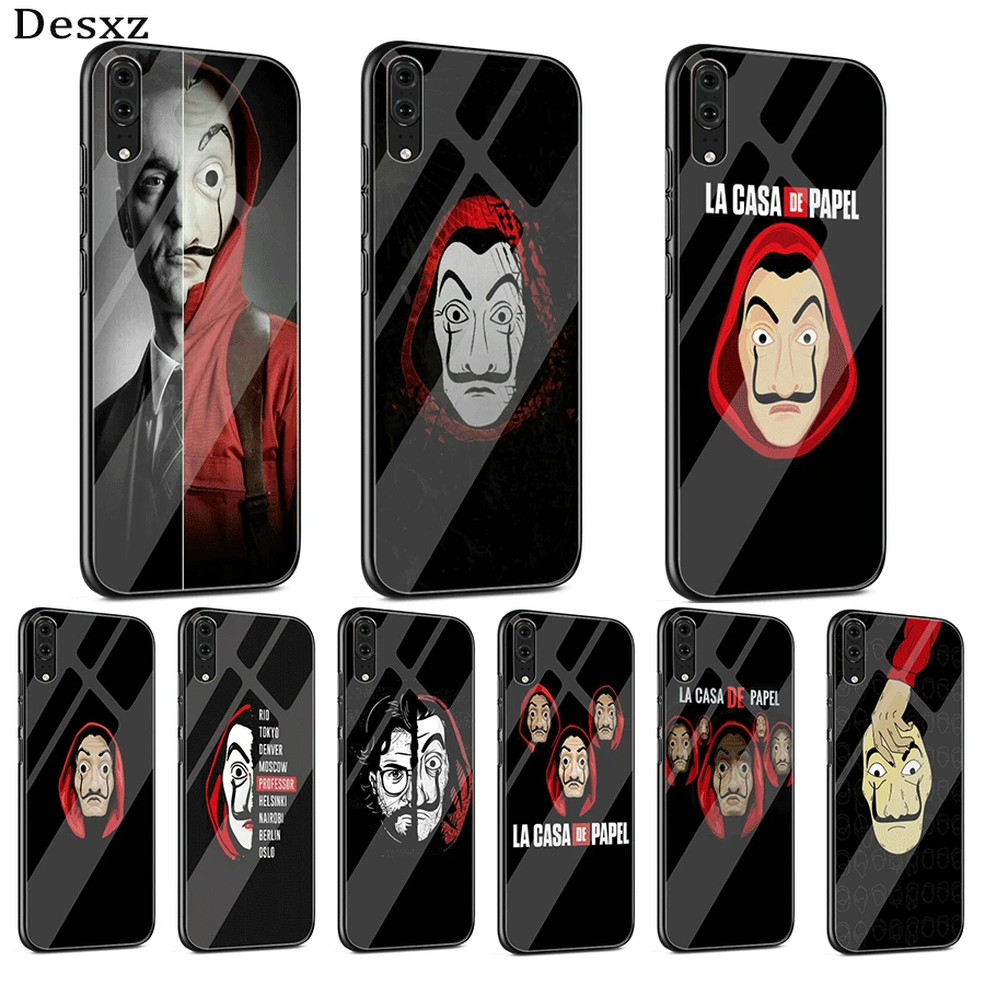 

TPU Glass Phone Case For Huawei Mate Honor 8X 9 10 7A 20 P30 P20 P10 Lite Pro P Smart Cover TV series Money Heist House of Paper