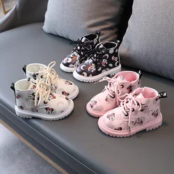 Disney Fashion Minnie Mouse Baby First Walkers Fur Warm Keep Winter Baby Boots High Quality Beautiful Girls Shoes Toddlers