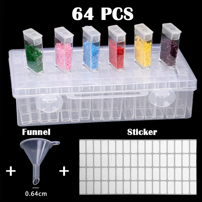

56/64pcs Bottles Diamond Painting Tools Accessories Storage Box Beads Container Diamond Embroidery Stone Mosaic Convenience Box