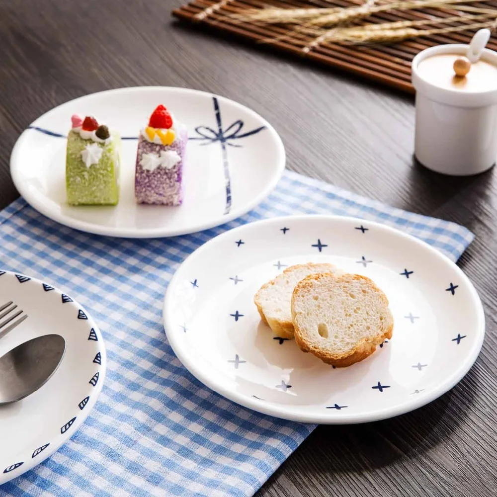 

1PC Ceramic Restaurant Dinner Plates Round Cake Dessert Steak Dish Plate Christmas Serving Dishes Kitchen Tableware