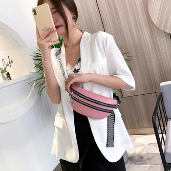 

Portable Fashion PU Leather Fanny Waist Bags Classic Texture Creative Design Chic Women Simple Small Zipper Shoulder Pouch
