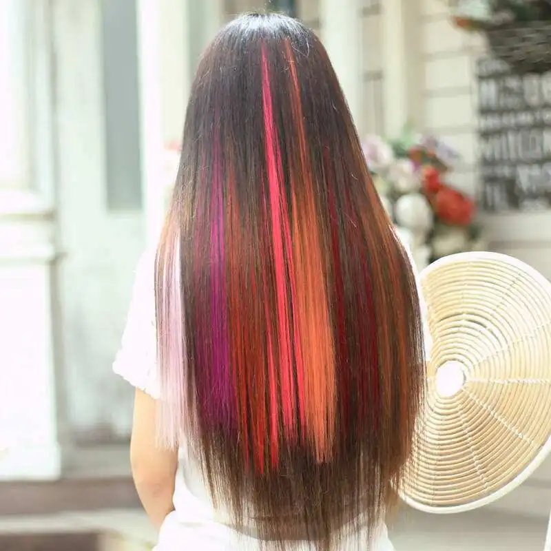 LANLAN женские прямые волосы кусок один зажим цвет жаростойкий синтетический парик Наращивание волос вечеринка, фестивали представление