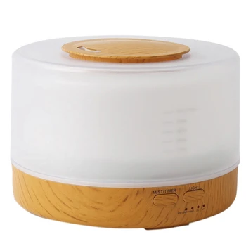

500Ml Remote Control Colorful Wood Grain Bottom Ultrasonic Aroma Diffuser Air Purifier Household Humidifier EU Plug