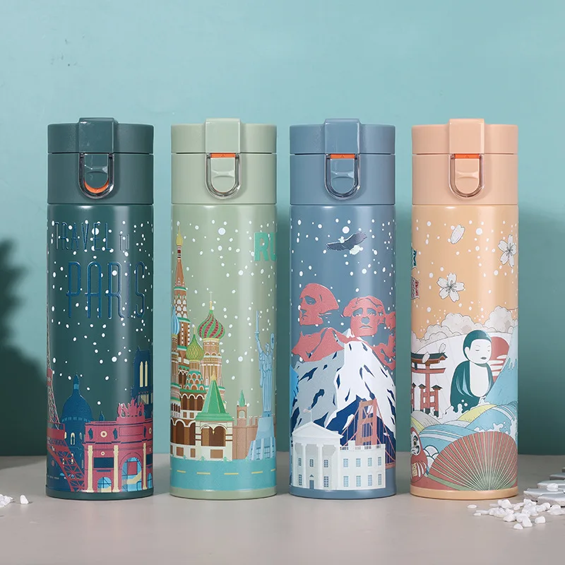 

500ml Cartoon Thermos Water Bottle Stainless Steel Vacuum Flask Thermos Mug Cup Thermal Cup Coffee Thermos Bottle Travel Mug
