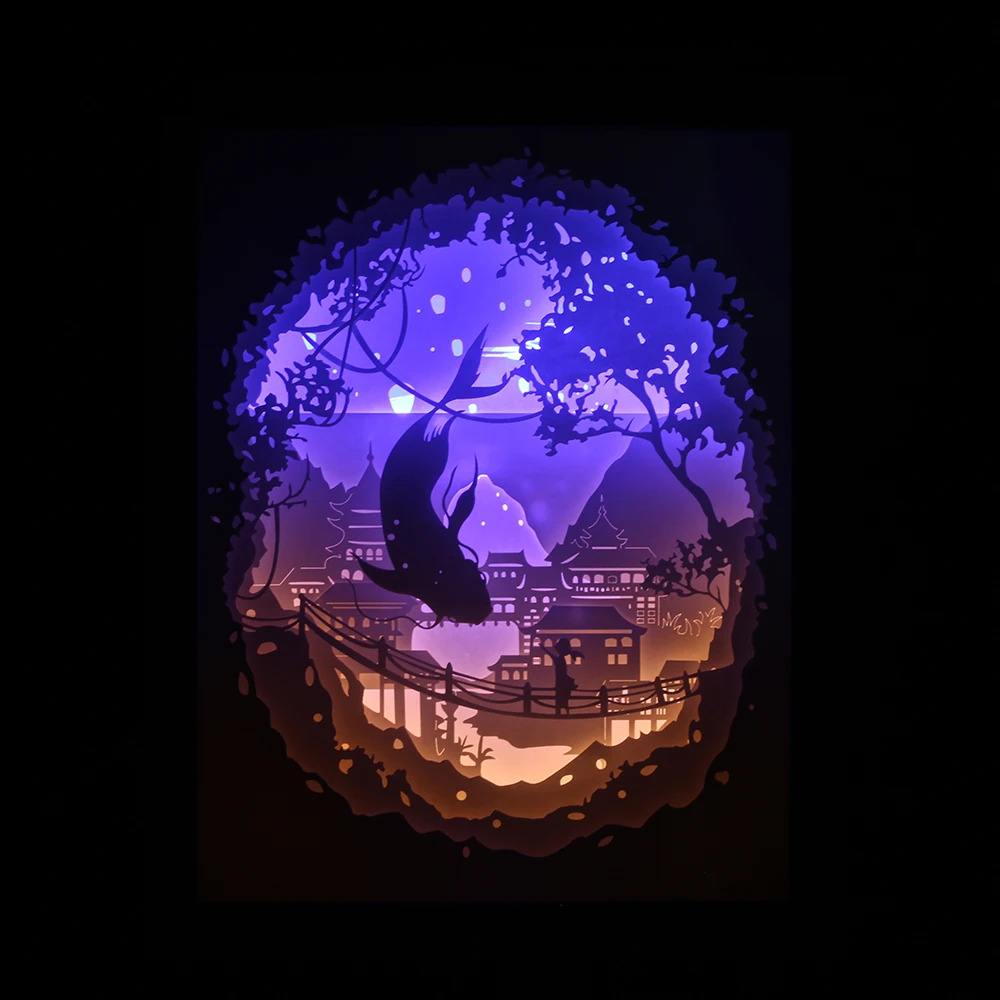 

3D Paper Cut Light Box USB Powered LED Shadow Lamp Decorative Night Light with Switch for Bedroom Living Room Baby Wedding Gift