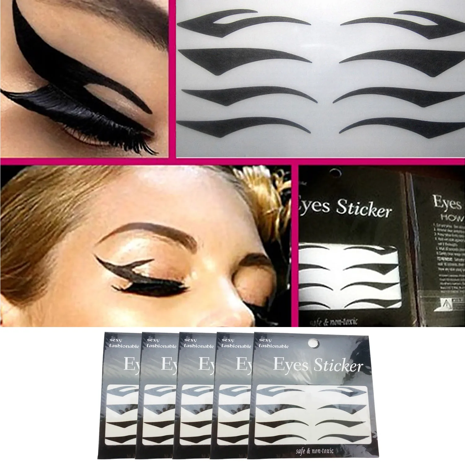 

40 Pairs Temporary Eyes Eyeliner Eyelid Sticker Tape Smokey Makeup Transfer Eyeshadow Tattoo Cosmetics Beauty Tools Black