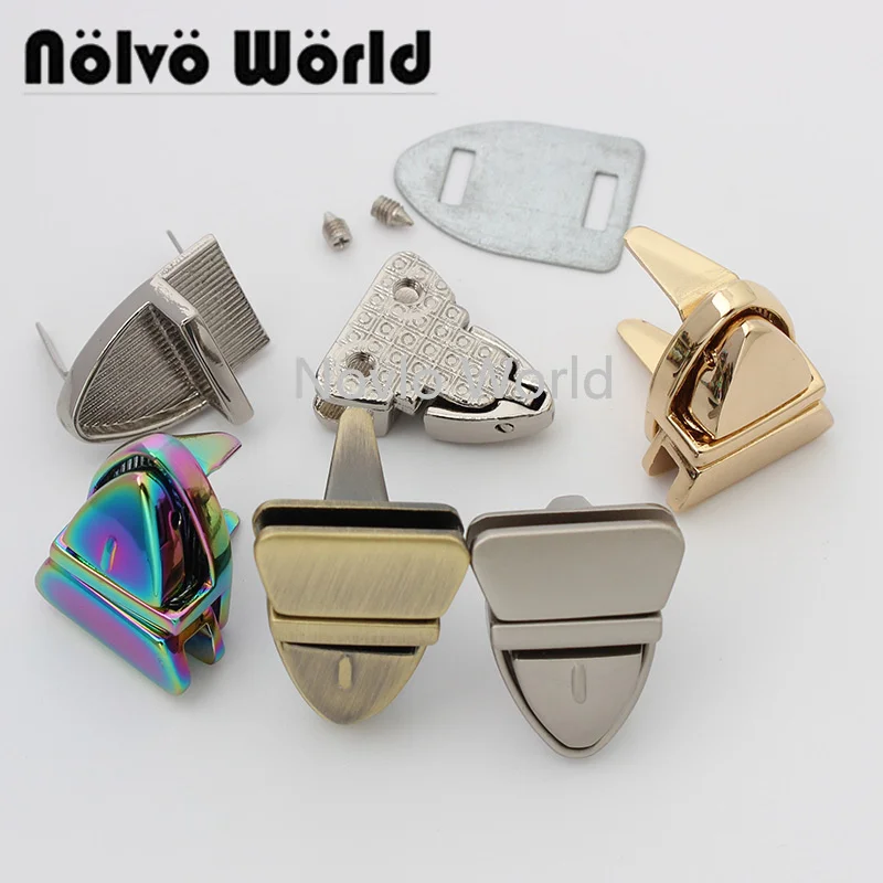 

Nolvo World 2-10 pieces 7 colors 25*19mm Pearl silver Press lock Rainbow Triangle shape decorative press locks