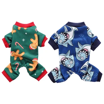 

NEW Pet Christmas Outfits 4-legged Cartoon Pattern Costume Small And Medium Cold Weather Jumpsuit
