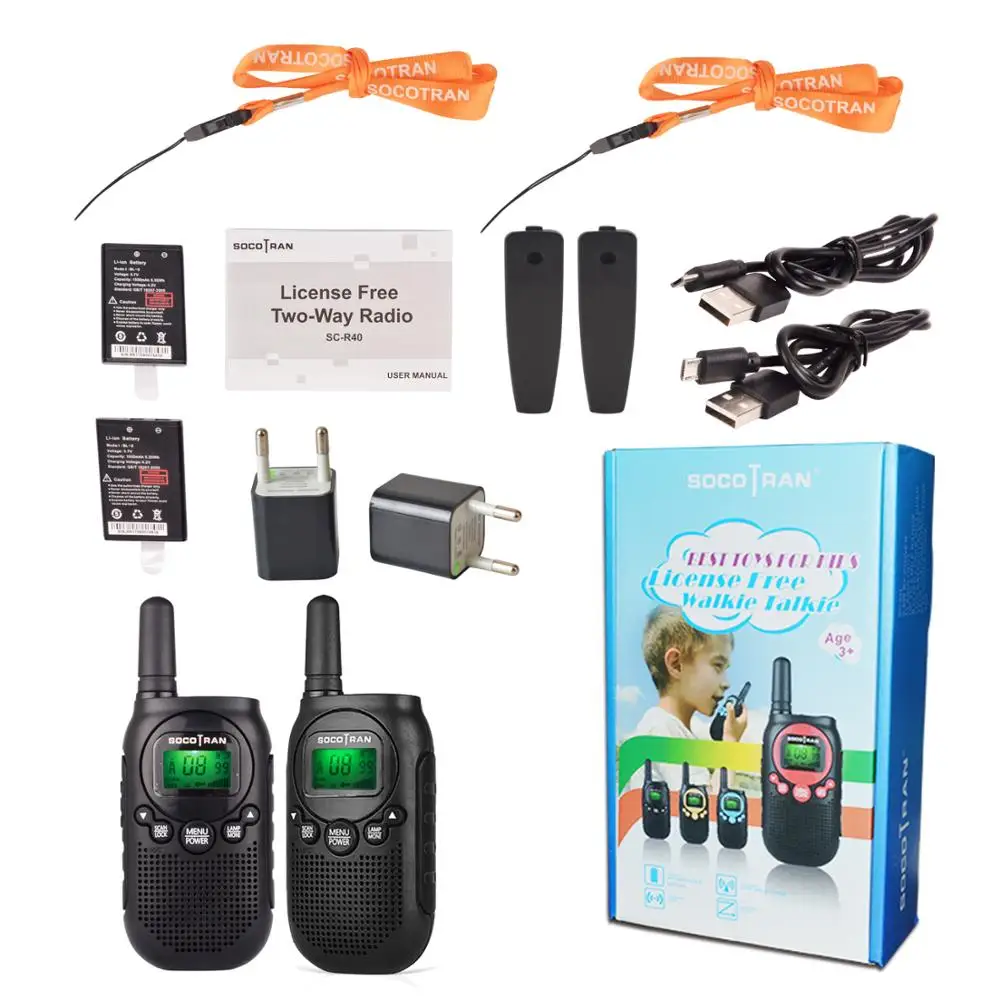 2 шт Мини рация детская радиостанция без лицензии FRS/GMRS 0,5 W 22CH VOX двухстороннее радио с перезаряжаемой литий-ионной батареей