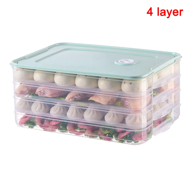Контейнер для хранения пищевых продуктов, контейнер для хранения пельменей с крышкой, дропшиппинг FAS - Цвет: green-4 layers