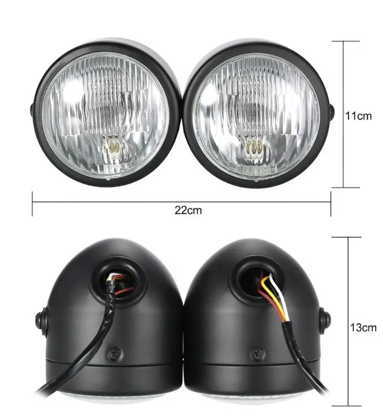 Фара для мотоцикла 4 &quotStreetfigher Twin Round Double Dominator головная лампа V Max Vmax Vmx 1200 Cafe Racer Chrome|