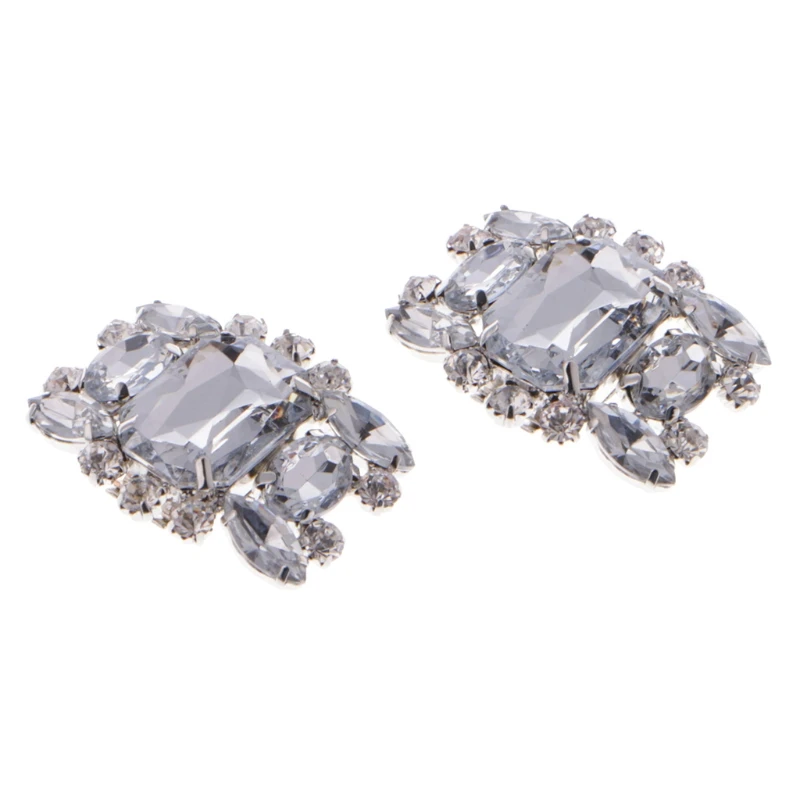

2Pcs Rhinestone Alloy Glass Shoe Clips Elegant Ornate Buckles Fashion Decoration