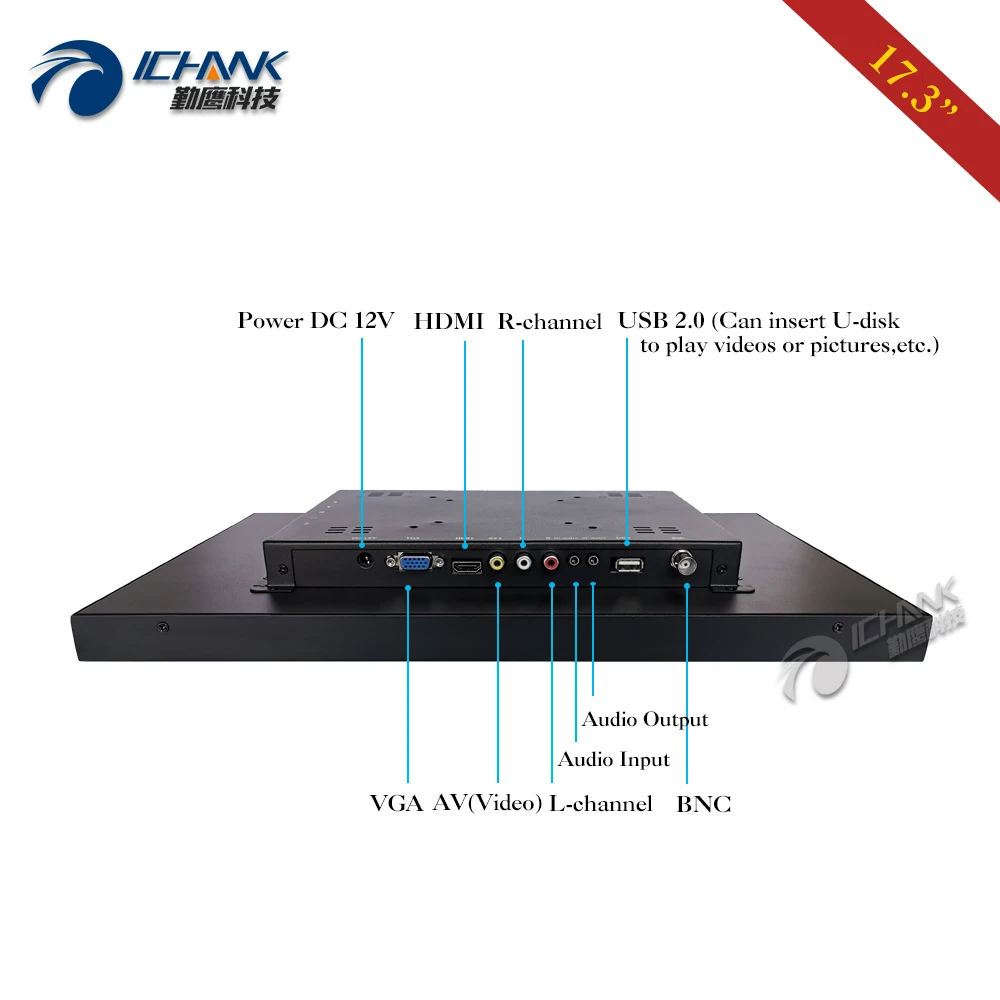 B173TN-ABHUV/17," 1920x1080 16:9 широкоформатный металлический чехол HDMI ЖК-монитор/17,3" дюймовый настенный вставляемый u-диск плеер реклама