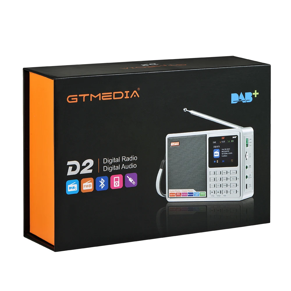 Portable Radio GTMedia D2 Digital FM Radio DAB+Multi Band LCD Display Stereo With Bluetooth Built-in Loudspeaker Support TF Card