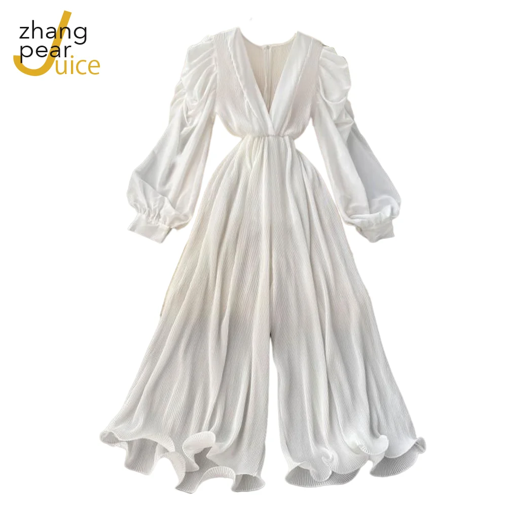 Streetwear White Sexy Loose Jumpsuit Women Overalls Rompers Long Sleeve Solid Spring Summer Womens Jumpsuit