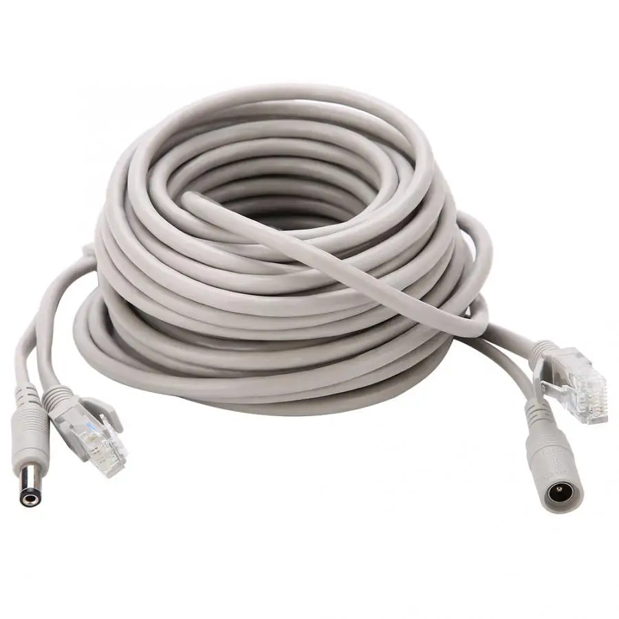 Трансмиссия кабели 15 м RJ45+ DC Ethernet CCTV кабель для ip-камер система NVR 10 Мбит/с/100 Мбит/с