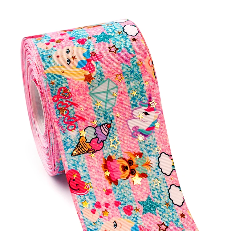 Winsome 75 мм 3 дюйма 50 ярдов Золотая Звезда фольга pttern мультфильм гриль grosgrain