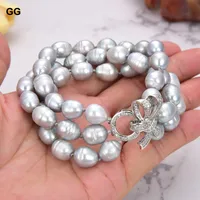 GuaiGuai Jewelry Natural Pearl  8'' 3 Rows Gray Rice Pearl Bracelet Lady Women Fashion Jewelry - Image 3