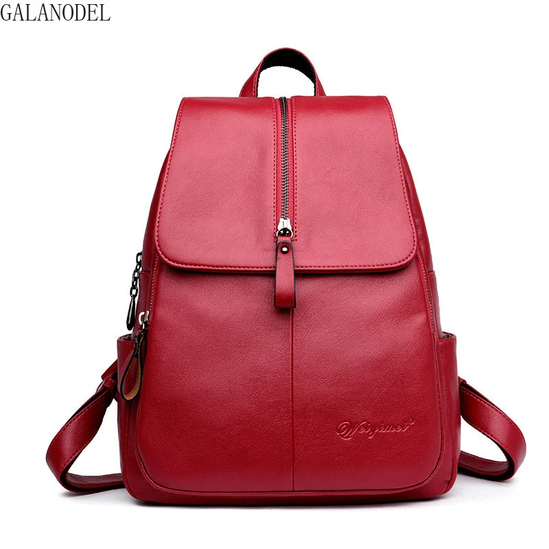 

Leather School Bags Teenagers Girls Small Backpack Leather Shoulder Bag Softback Ladies Back Pack