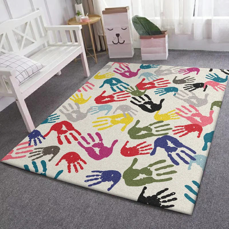 

Fashion modern simple color art palm print living room bedroom kitchen bedside carpet mat customization