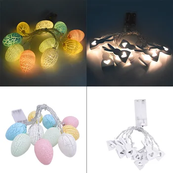 

1 Set 10Pcs Easter Egg Rabbit LED Lamp For Easter Party Hanging Eggs String Lights Easter Home Decoration