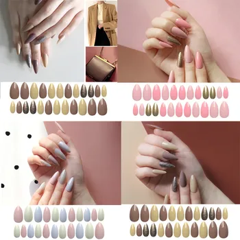 

24pcs Detachable False Nail Artificial Tips Full Cover Oval Decoration Press On Nails Art Fake Extension Tips Girl Manicure Tool