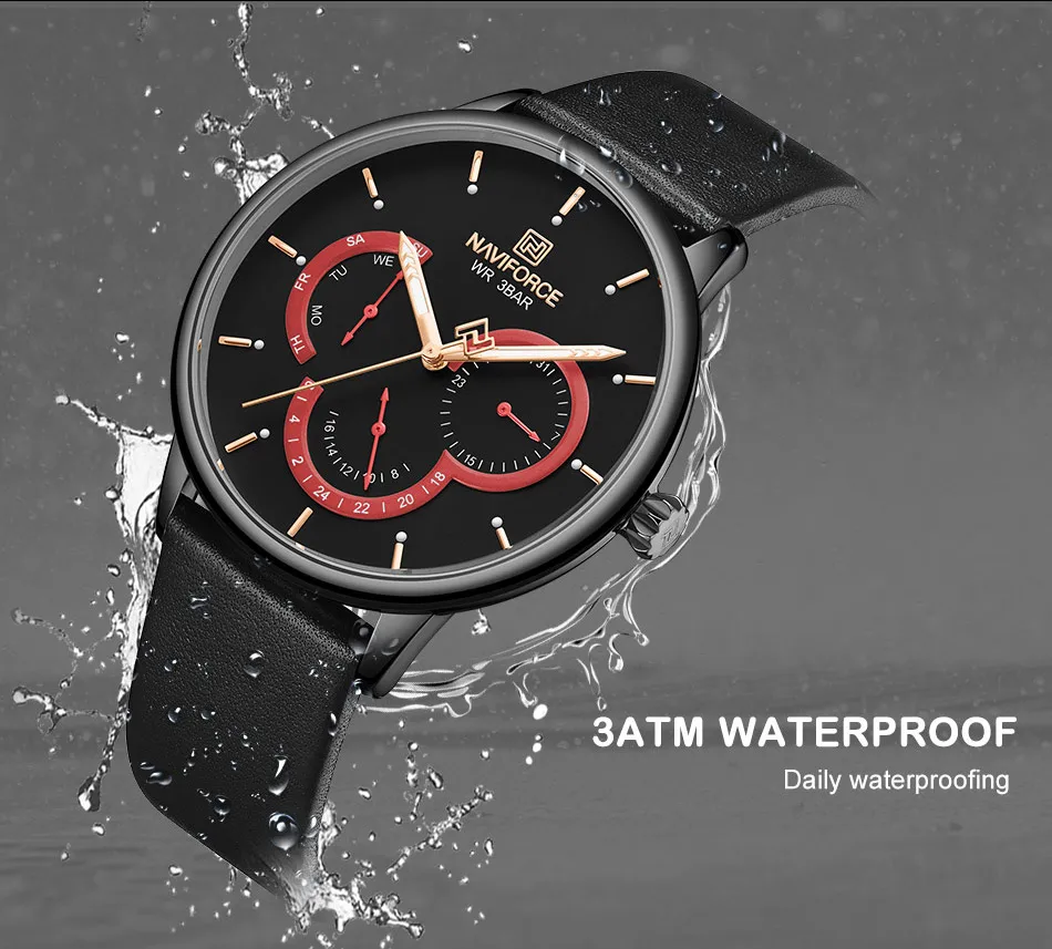Топ люксовый бренд NAVIFORCE мужские часы Модные Кожаные Бизнес Кварцевые мужские спортивные водонепроницаемые наручные часы Relogio Masculino