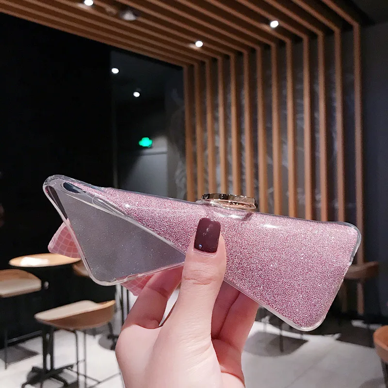 Чехол с блестками для iPhone 11 Pro XS Max XR 3D Bowknot задняя крышка для iPhone 6S 7 8 Plus прозрачное мягкое кольцо из ТПУ чехол
