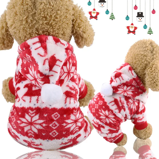 Soft Warm Pet Dog Jumpsuits Clothing for Dogs Pajamas Fleece Small Puppy Coat Pet Outfits Hoodie Clothing Cats Clothes Christmas 5