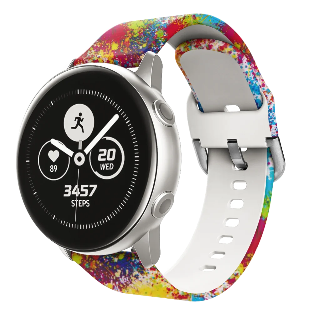 20 мм ремешок для часов с принтом для samsung Galaxy Watch Active 2 ТПУ резиновый сменный Браслет для Galaxy Watch Active