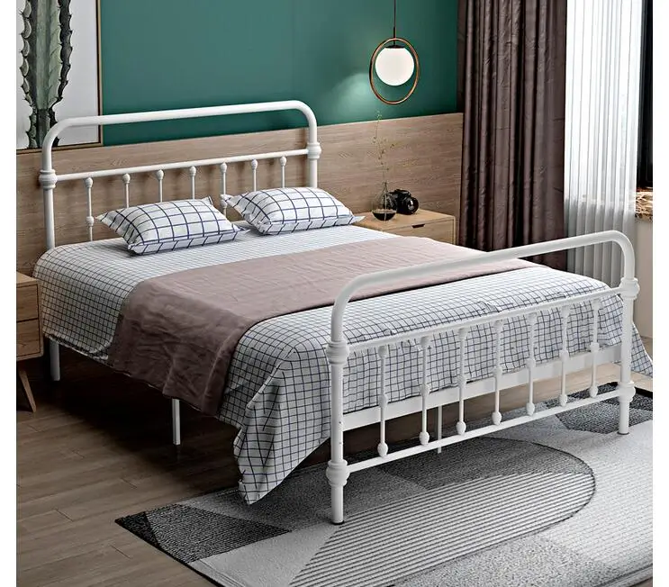 Modern simple pastoral European-style iron sheets, apartment, dormitory, iron frame bed, 1.2m, 1.5m, double frame bed