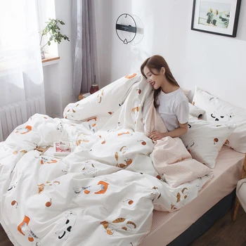 

Four Cotton Cotton Bed Sheet Quilt Cover Bed Student Dormitory Three Sets of Summer Beddings