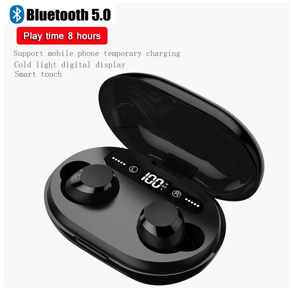 TWS Bluetooth 5,0 наушники с сенсорным управлением водонепроницаемая Спортивная беспроводная гарнитура с 2000 мАч зарядным устройством Авто пара Binuaral наушники
